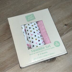 NWT Little Journey Pink and White Swaddle Set 3 Pack
